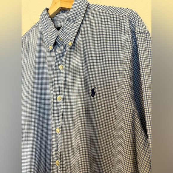 Polo Ralph Lauren Men’s Blue Gingham Check Button-Down Shirt - Picture 3 of 6
